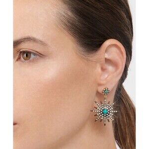 Adornia 14K Yellow Gold Plated Turquoise-Swarovski Crystal Starburst Earrings